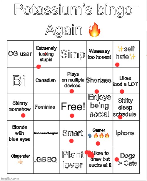 Potassium Bingo V4 | image tagged in potassium bingo v4 | made w/ Imgflip meme maker