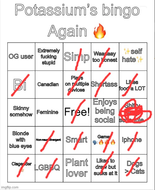 Potassium Bingo V4 | image tagged in potassium bingo v4 | made w/ Imgflip meme maker