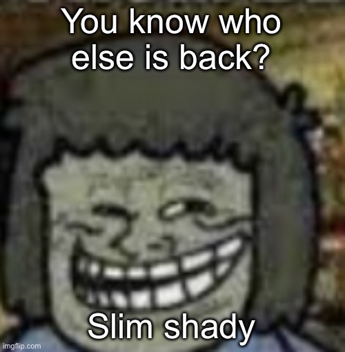 you know who else? | You know who else is back? Slim shady | image tagged in you know who else | made w/ Imgflip meme maker