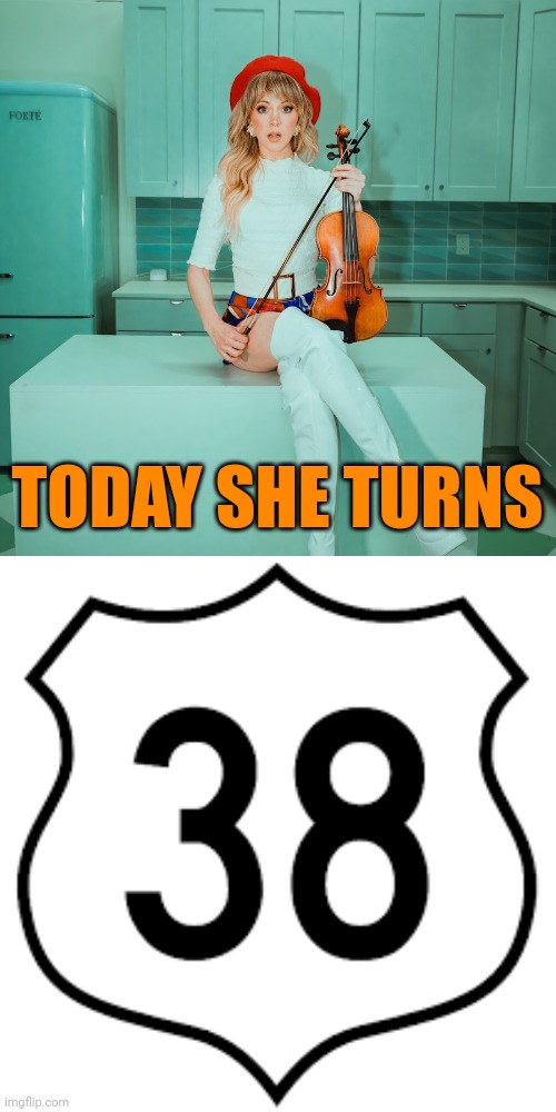 Happy 38th Birthday, Lindsey Stirling! | TODAY SHE TURNS | image tagged in lindsey stirling,musician,violinist,happy birthday,38,dancing | made w/ Imgflip meme maker