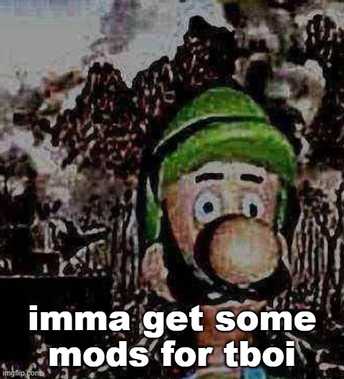 i used to draw tboi in 5th grade bruh i remember my art being fire | imma get some mods for tboi | image tagged in luigi yard stare | made w/ Imgflip meme maker