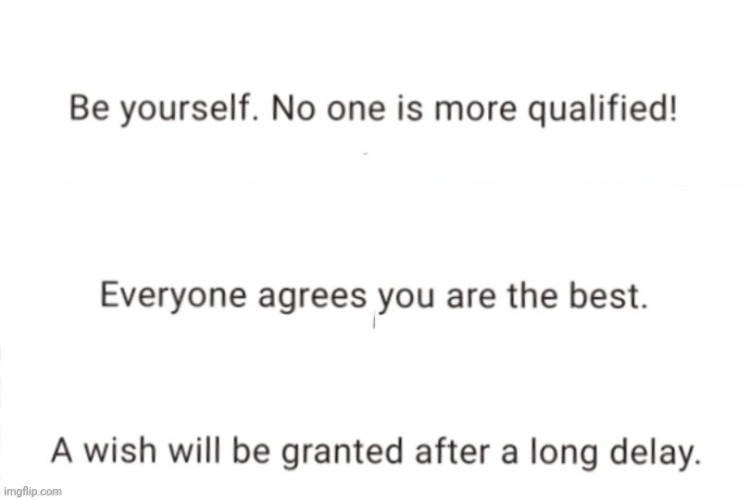 Wish Garented Areed Qualifications By Being Myself Blank Meme Template