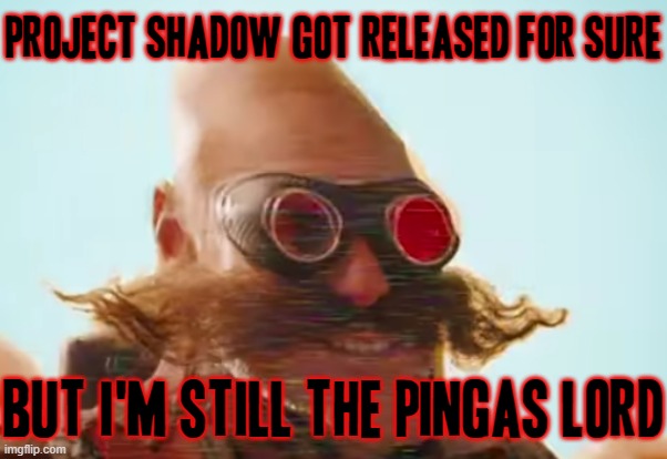 THE PINGAS LORD STILL EXISTS | PROJECT SHADOW GOT RELEASED FOR SURE; BUT I'M STILL THE PINGAS LORD | image tagged in pingas 2019,memes,pingas,funny,shadow the hedgehog,robotnik | made w/ Imgflip meme maker