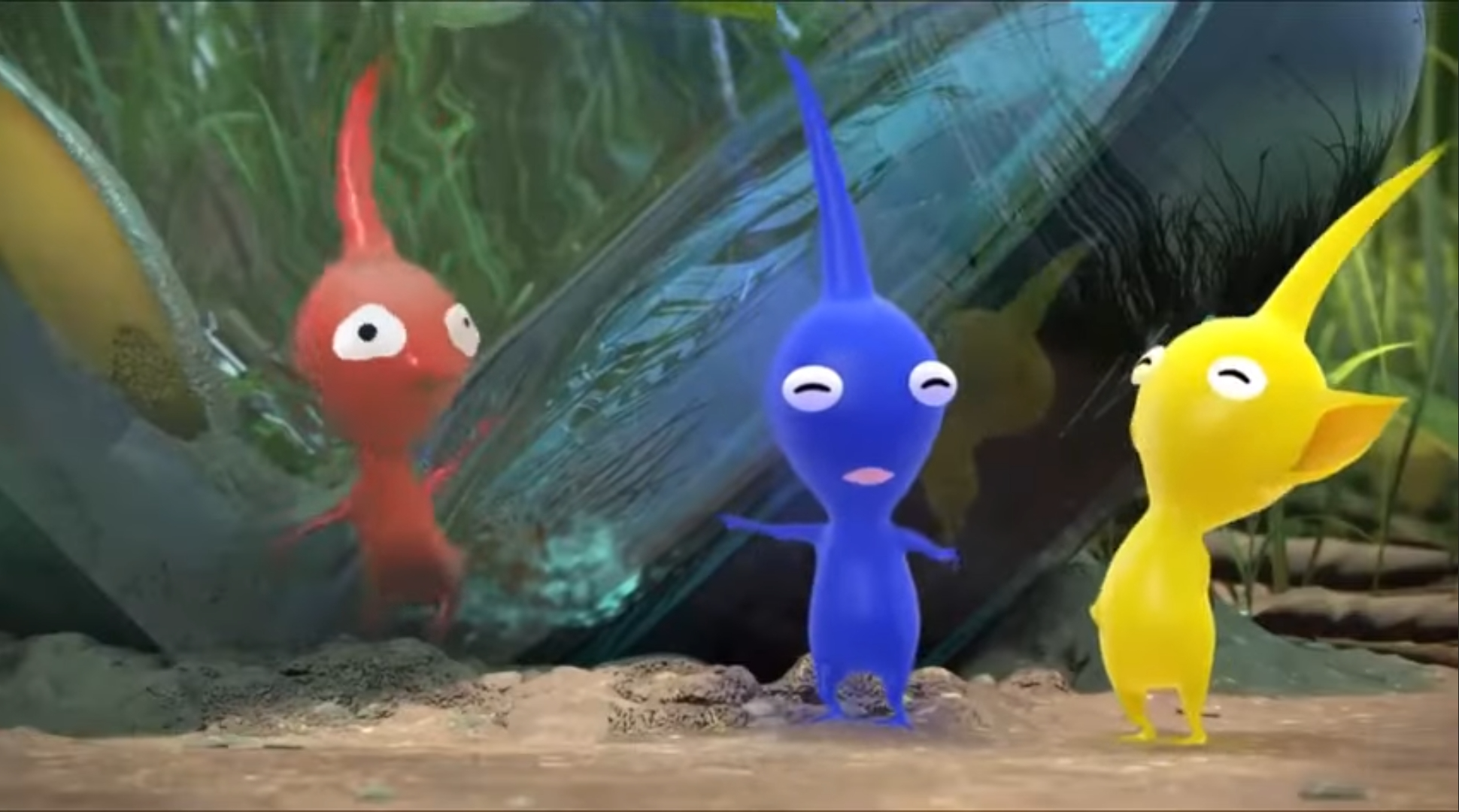 High Quality Blue Pikmin and Yellow Pikmin Laughing at Red Pikmin Blank Meme Template