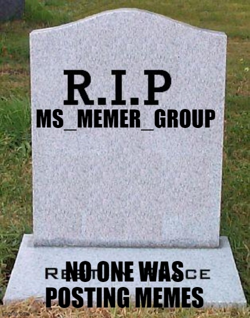 RIP headstone | MS_MEMER_GROUP; NO ONE WAS POSTING MEMES | image tagged in rip headstone | made w/ Imgflip meme maker