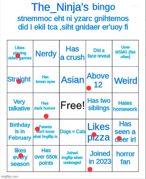 image tagged in the_ninja's bingo | made w/ Imgflip meme maker