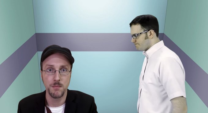 NC VS AVGN IN A ELEVATOR Blank Meme Template