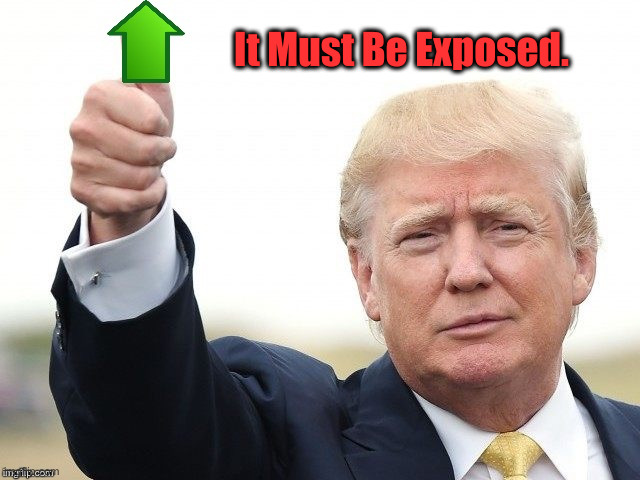 Trump Upvote | It Must Be Exposed. | image tagged in trump upvote | made w/ Imgflip meme maker