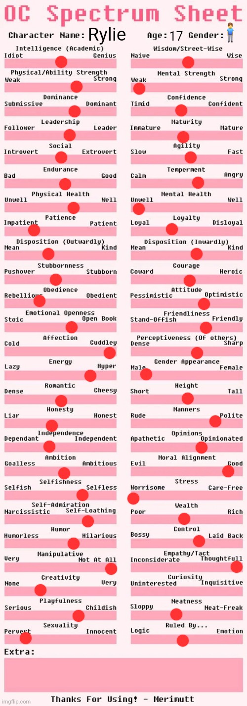 Spectrum sheet | 🧍‍♂️; 17; Rylie | image tagged in spectrum sheet | made w/ Imgflip meme maker