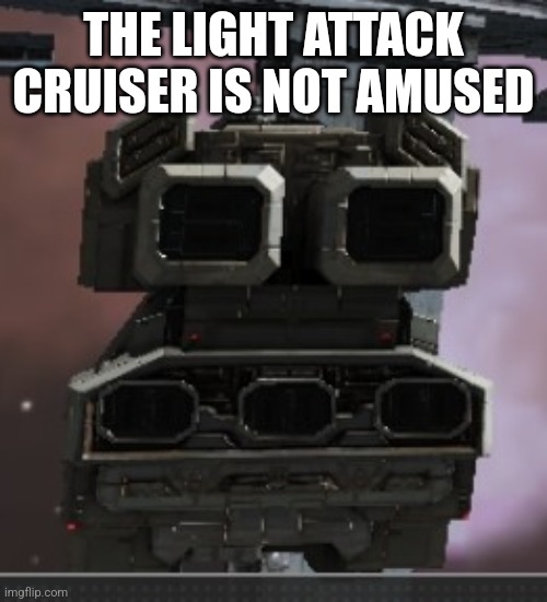 The screenshot is from the game Infinite Lagrange, I suggest you check it out if you like space battle simulators | THE LIGHT ATTACK CRUISER IS NOT AMUSED | image tagged in reaction image,infinite lagrange | made w/ Imgflip meme maker