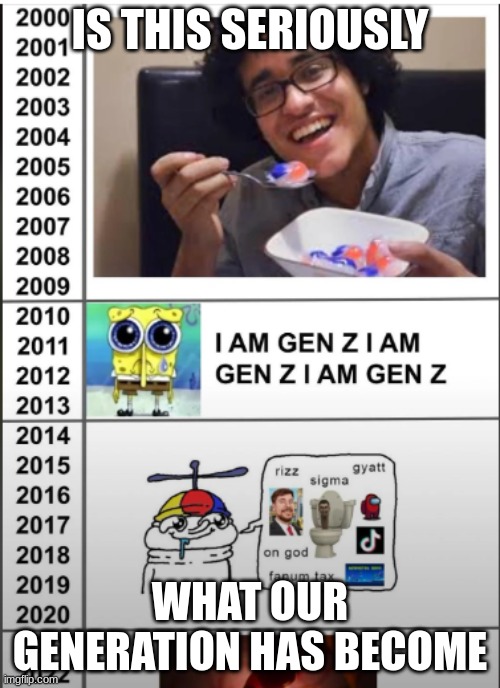 this gen is cooked. | IS THIS SERIOUSLY; WHAT OUR GENERATION HAS BECOME | image tagged in we are cooked,gen z | made w/ Imgflip meme maker