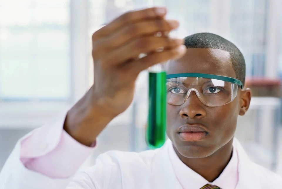 Black Scientist Analyzing Blank Meme Template