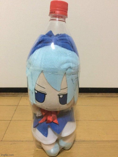 A random shitpost | image tagged in cirno fumo in bottle | made w/ Imgflip meme maker