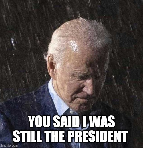 Biden sad | YOU SAID I WAS STILL THE PRESIDENT | image tagged in biden sad | made w/ Imgflip meme maker