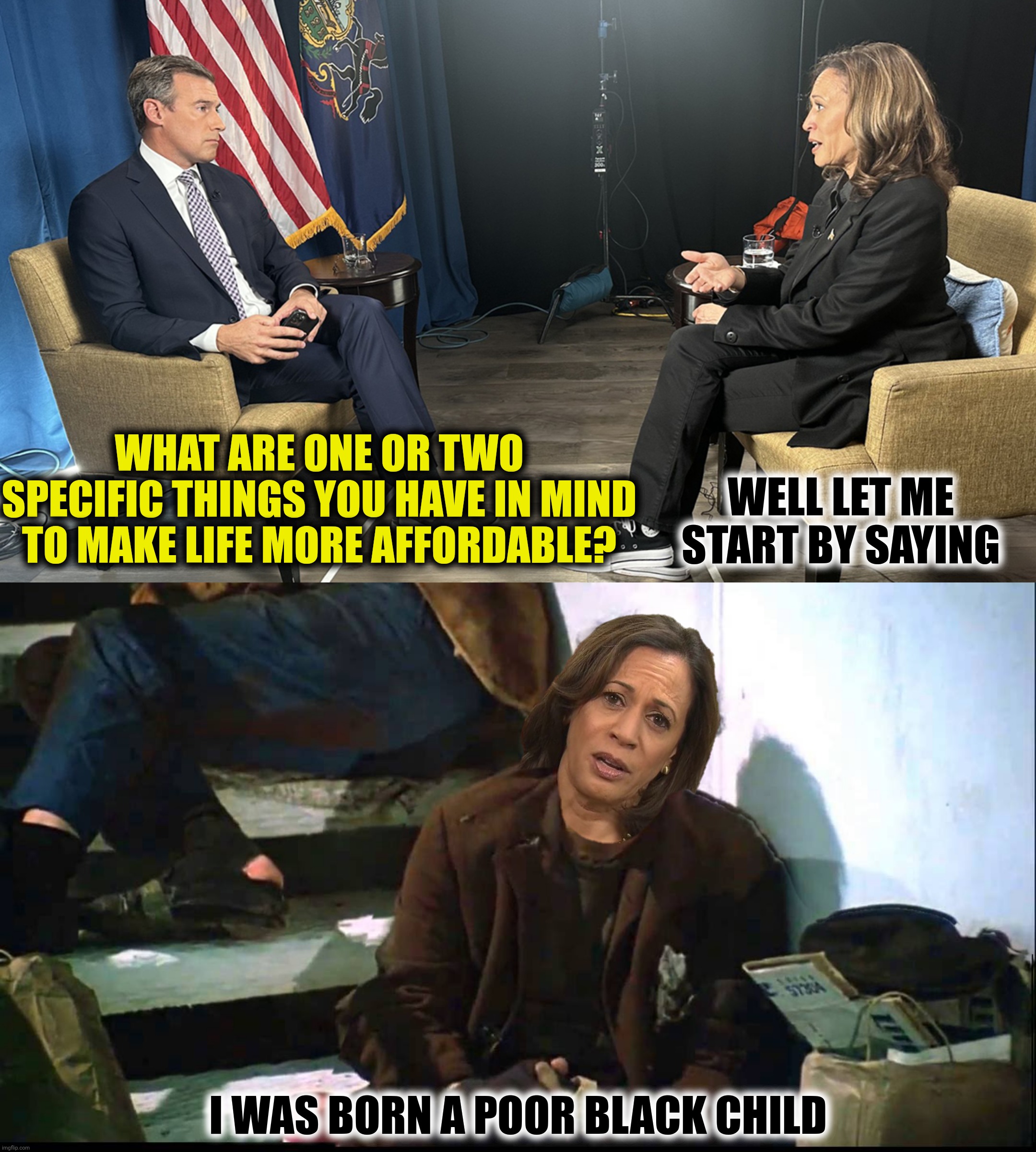 Bad Photoshop Sunday presents:  The Jerk | WHAT ARE ONE OR TWO SPECIFIC THINGS YOU HAVE IN MIND TO MAKE LIFE MORE AFFORDABLE? WELL LET ME START BY SAYING; I WAS BORN A POOR BLACK CHILD | image tagged in bad photoshop sunday,kamala harris,the jerk,brian taff | made w/ Imgflip meme maker