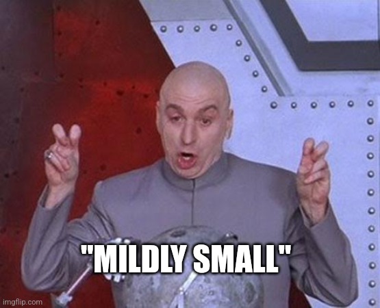 Dr Evil Laser Meme | "MILDLY SMALL" | image tagged in memes,dr evil laser | made w/ Imgflip meme maker