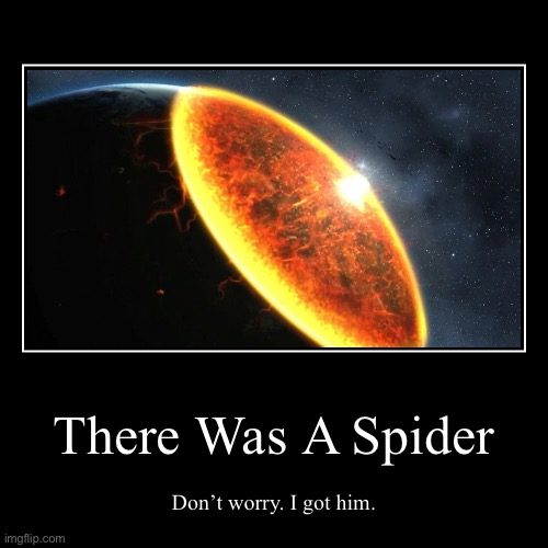 Spider Exterminatus | There Was A Spider | Don’t worry. I got him. | image tagged in funny,demotivationals | made w/ Imgflip demotivational maker