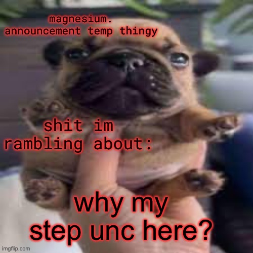 I don know | why my step unc here? | image tagged in pug temp | made w/ Imgflip meme maker