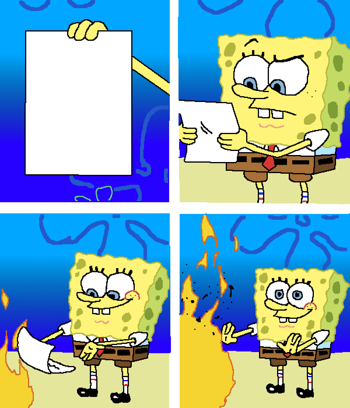 burning paper in fire Blank Meme Template