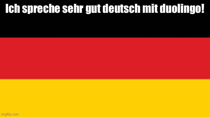 deutschland Flagge | Ich spreche sehr gut deutsch mit duolingo! | image tagged in deutschland flagge | made w/ Imgflip meme maker