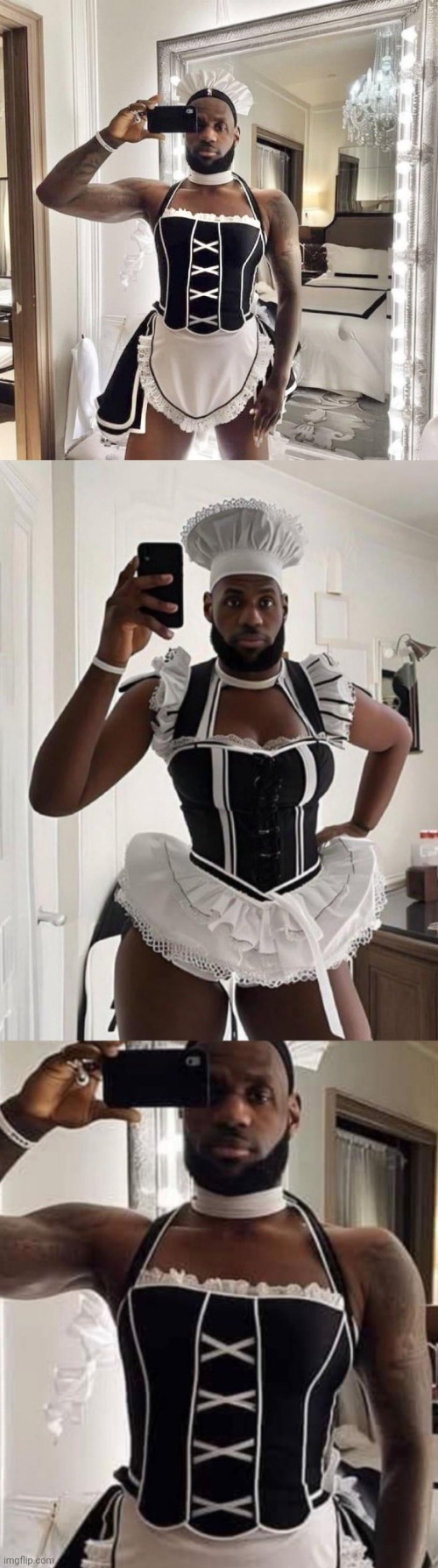 Just some photos of LeBron James wearing a French maid outfit at a Diddy Freak Off Party. Enjoy your day! | image tagged in lebron james | made w/ Imgflip meme maker