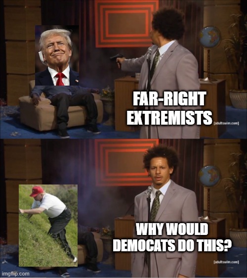 Why would Democrats do this? | FAR-RIGHT EXTREMISTS; WHY WOULD DEMOCATS DO THIS? | image tagged in why would they do this | made w/ Imgflip meme maker