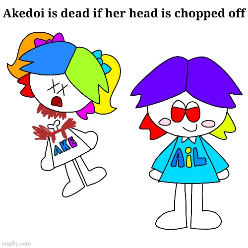 Akedoi gets her head chopped off | image tagged in thealphafriends,fanart,akedoi,alan,blood,gore | made w/ Imgflip meme maker