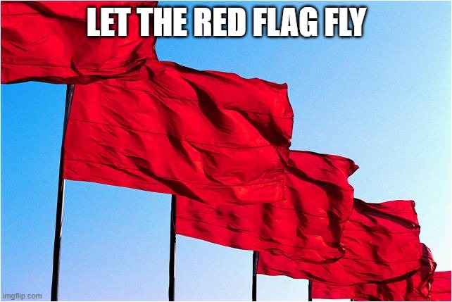 the red flag of passion | LET THE RED FLAG FLY | image tagged in red flags,communism,syndicalism | made w/ Imgflip meme maker