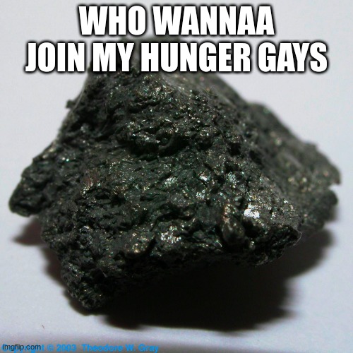 Astatine | WHO WANNAA JOIN MY HUNGER GAYS | image tagged in astatine | made w/ Imgflip meme maker