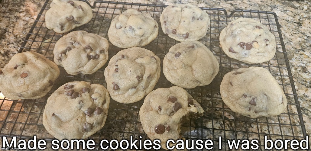 Mmmm, soft and chewey in the middle | Made some cookies cause I was bored | made w/ Imgflip meme maker