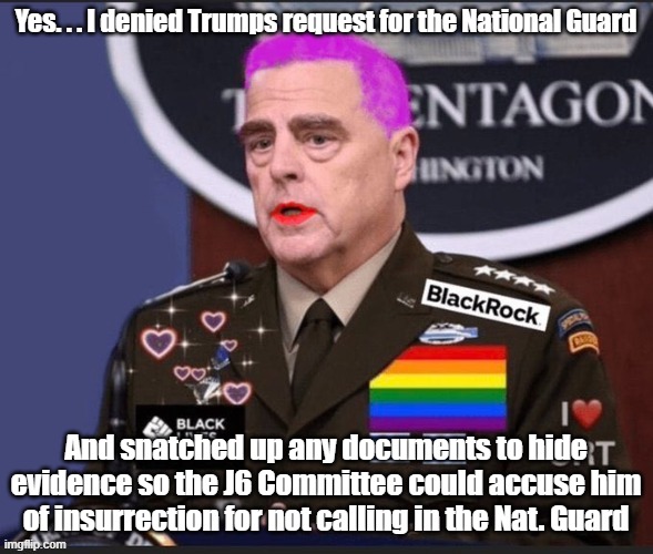 Yes. . . I denied Trumps request for the National Guard And snatched up any documents to hide evidence so the J6 Committee could accuse him  | made w/ Imgflip meme maker