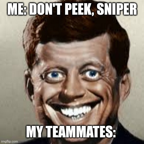 Always headshots too .... | ME: DON'T PEEK, SNIPER; MY TEAMMATES: | image tagged in historical meme | made w/ Imgflip meme maker