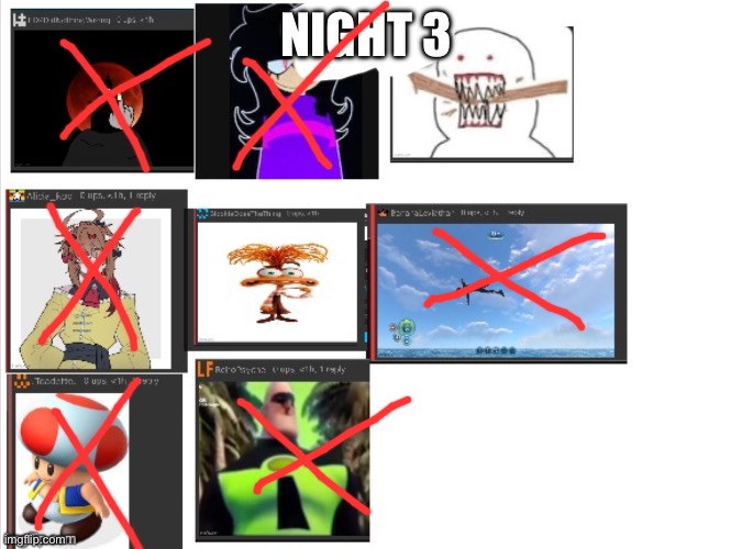 Rip | NIGHT 3 | image tagged in hungry men gamez | made w/ Imgflip meme maker