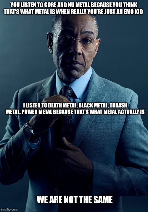 We Are Not The Same | image tagged in gus fring we are not the same,heavy metal,funny,metal,black metal,death metal | made w/ Imgflip meme maker