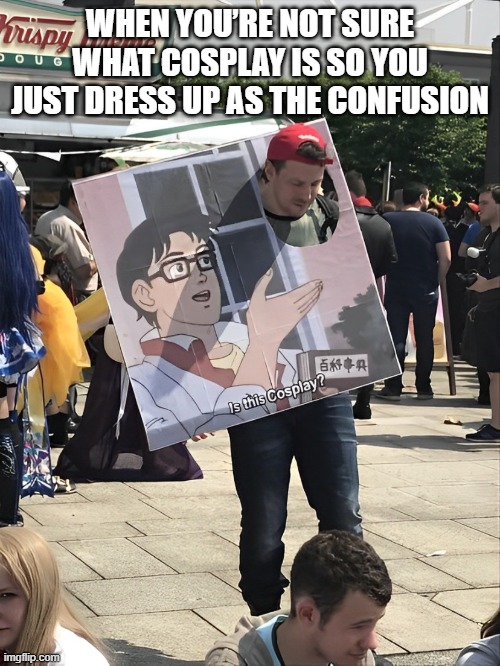 cosplay | WHEN YOU’RE NOT SURE WHAT COSPLAY IS SO YOU JUST DRESS UP AS THE CONFUSION | image tagged in memes | made w/ Imgflip meme maker