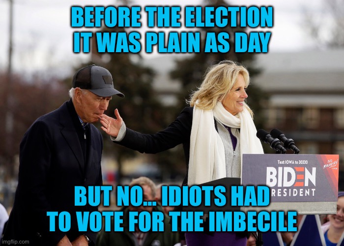 Biden Finger | BEFORE THE ELECTION IT WAS PLAIN AS DAY BUT NO… IDIOTS HAD TO VOTE FOR THE IMBECILE | image tagged in biden finger | made w/ Imgflip meme maker