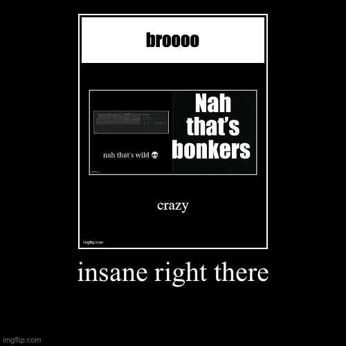 insane right there | | image tagged in funny,demotivationals | made w/ Imgflip demotivational maker