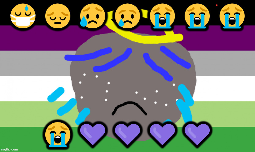 aroace flag | 😷😔😥😢😭😭😭; 😭💜💜💜💜 | made w/ Imgflip meme maker