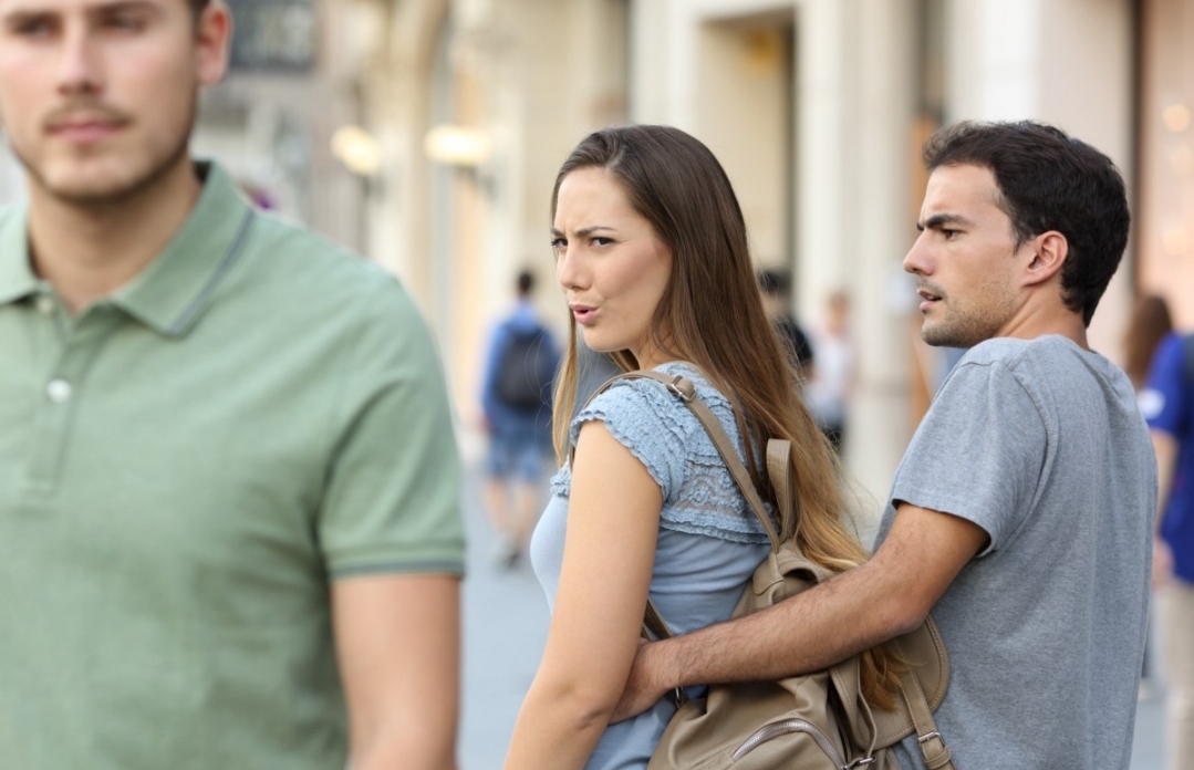 High Quality Distracted Boyfriend Reversed Blank Meme Template