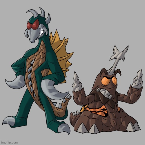 Gigan and Megalon as Scratch and Grounder (Art by mr_dinobutt) | made w/ Imgflip meme maker