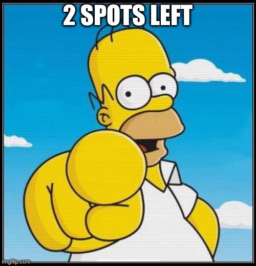 Homer Simpson Ultimate | 2 SPOTS LEFT | image tagged in homer simpson ultimate | made w/ Imgflip meme maker