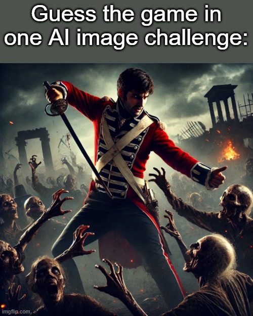 Hint: It has three words and starts with "G" | Guess the game in one AI image challenge: | image tagged in guess,question,zombies,video games | made w/ Imgflip meme maker