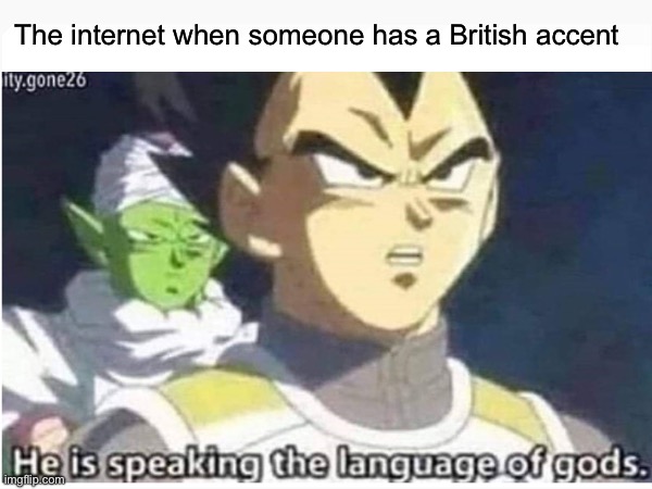 My first meme here, hope you like it | The internet when someone has a British accent | image tagged in meme | made w/ Imgflip meme maker