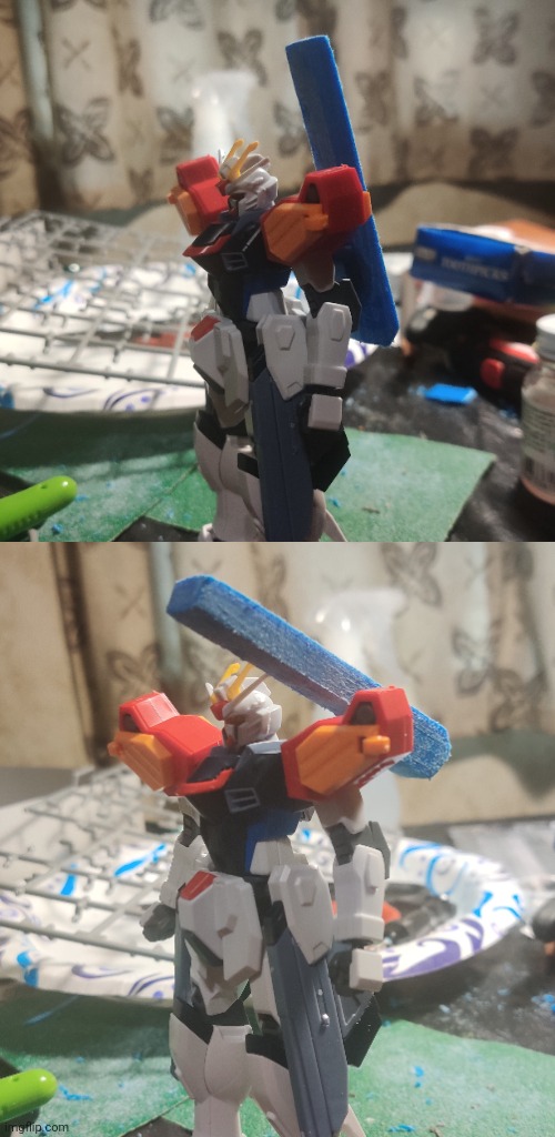 Epoxy and blue plastic, my new favorite tools in Gundam building | made w/ Imgflip meme maker