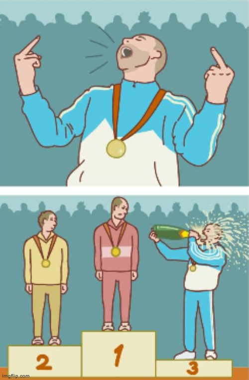 Somehow this is in my top uploaded templates | image tagged in 3rd place celebration shortened version | made w/ Imgflip meme maker