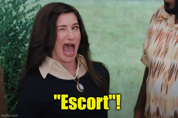 WandaVision Agnes wink | "Escort"! | image tagged in wandavision agnes wink | made w/ Imgflip meme maker