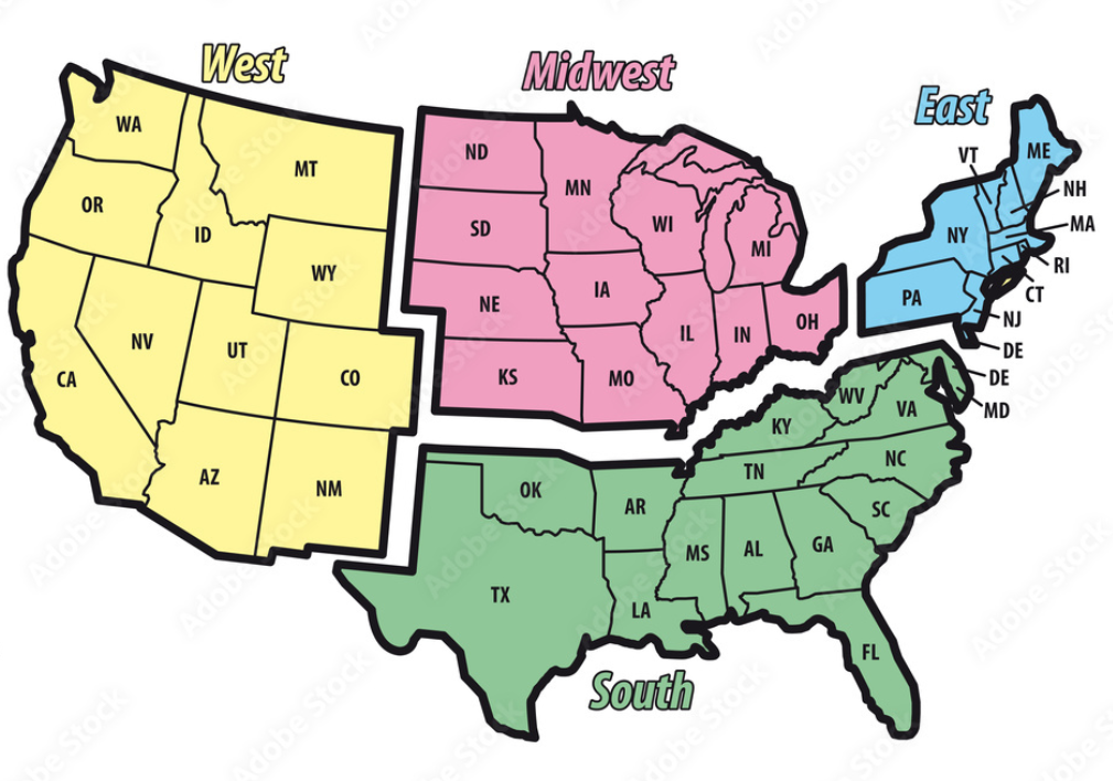 Segregated Map of the USA Blank Meme Template