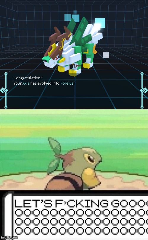 evolved entirely without buying anything, an achievement for me | image tagged in turtwig lets fucking go | made w/ Imgflip meme maker