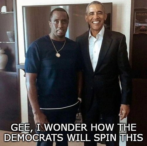 As the Democrats seem to think, if you're just photographed together, you're automatically guilty of the other's crimes. | GEE, I WONDER HOW THE DEMOCRATS WILL SPIN THIS | image tagged in memes,barack obama,p diddy,democrats,pink,usher | made w/ Imgflip meme maker