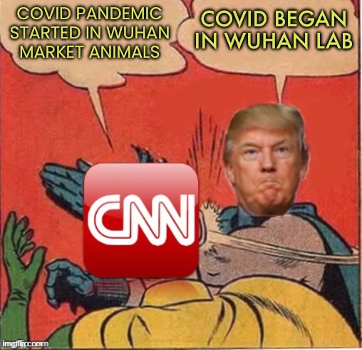 The Pandemic Started in a Lab | COVID BEGAN IN WUHAN LAB; COVID PANDEMIC STARTED IN WUHAN
MARKET ANIMALS | image tagged in trump slaps cnn,china virus,coronavirus,covid,covid-19,breaking news | made w/ Imgflip meme maker